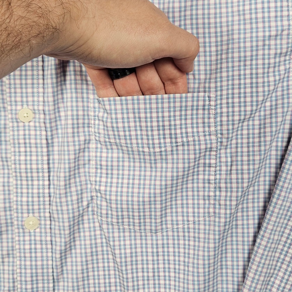 UNTUCKit Button Up Shirt Mens XXL Pink Blue Check Performance Nylon Stretch - Picture 5 of 10
